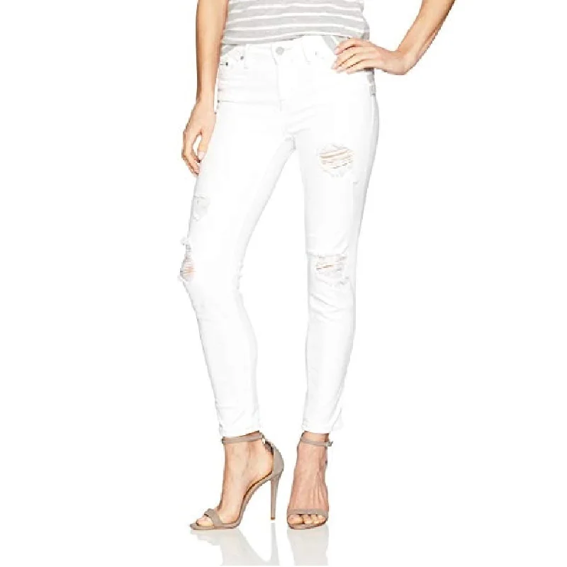 women's paperbag waist jeans -Calvin Klein Women's Mid Rise Skinny Jeans White Size 32"