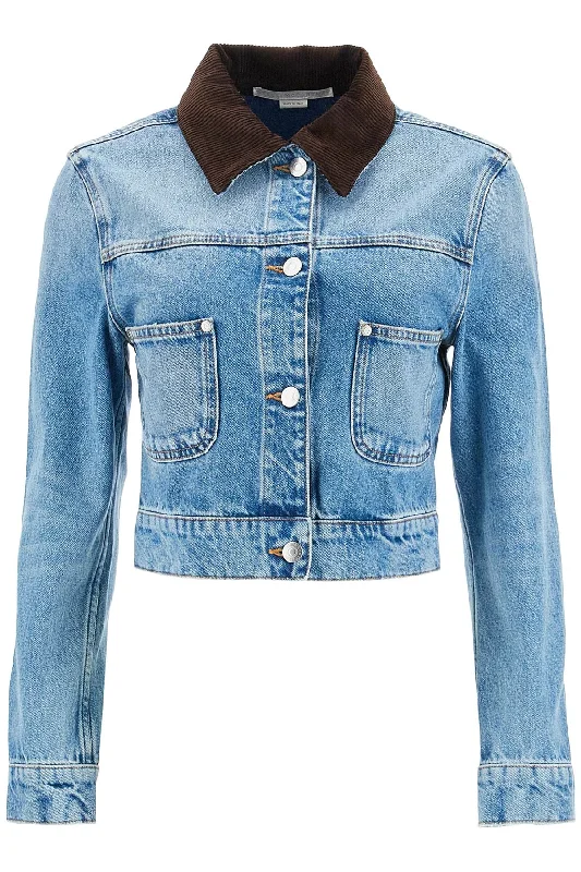 women's oversized corduroy jacket -Stella Mccartney Women's Cropped blue Jacket For Women