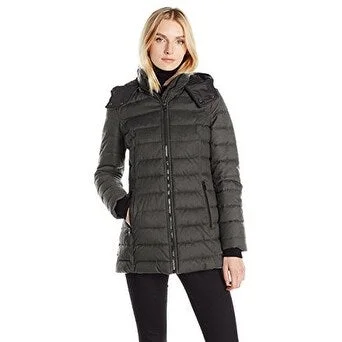 elegant wool cape for women -Nautica Hooded Puffer Coat Charcoal Extra Large