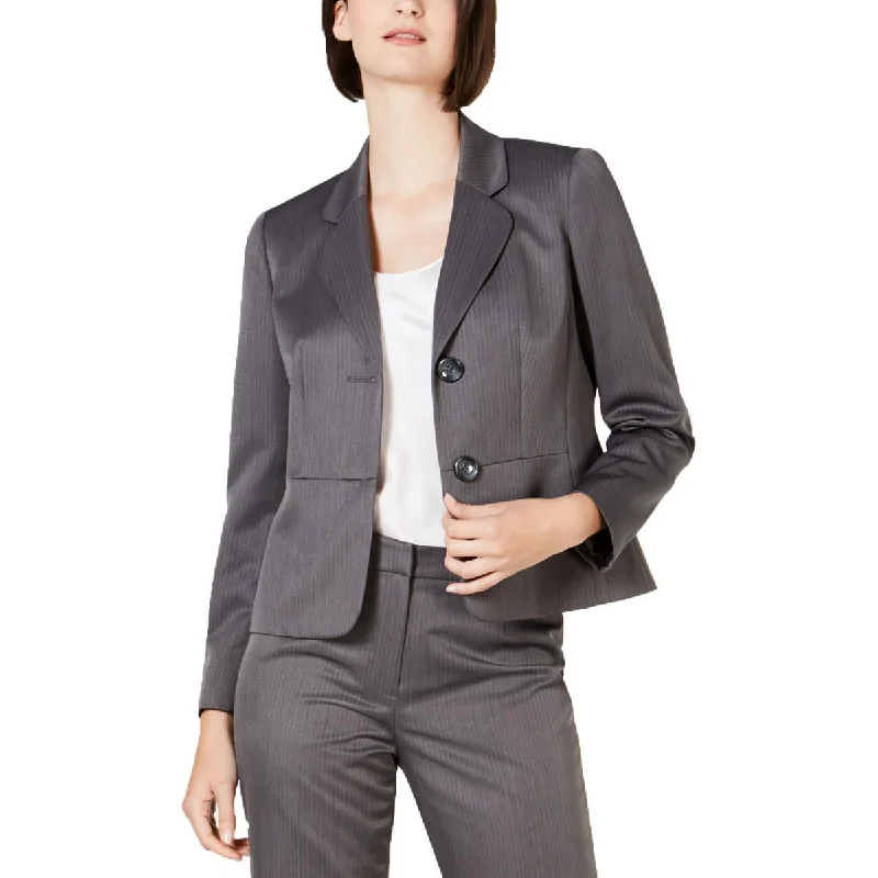 women's outdoor fleece jacket -Le Suit Womens Woven Pinstripe Two-Button Blazer