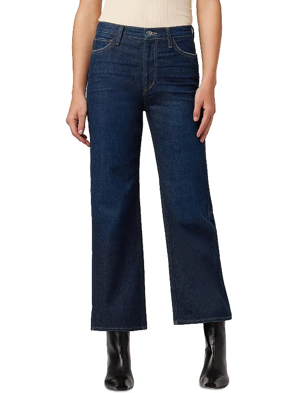 stretch slim fit jeans for women -The Blake Womens High Rise Cropped Wide Leg Jeans