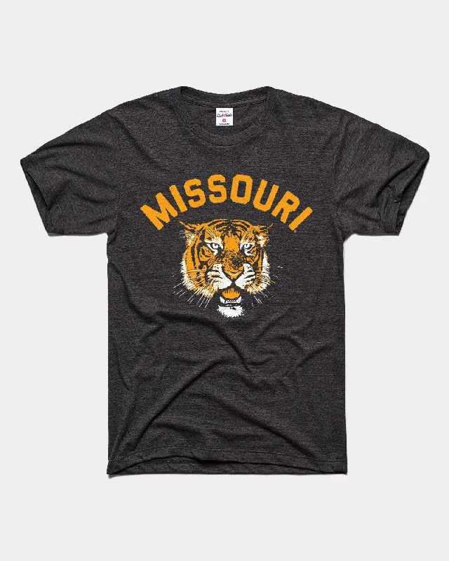 trendy drawstring hem top for ladies -Missouri Tigers Arch Vintage Black T-Shirt