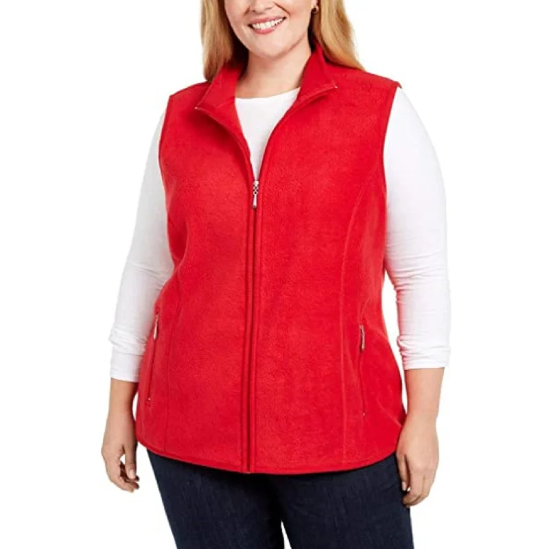 sophisticated evening coat for women -Karen Scott Women's Sport Zip-Up Zeroproof Fleece Vest Bright Red Size Small