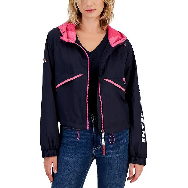 women's classic pea coat -Womens Hooded Lightweight Windbreaker Jacket