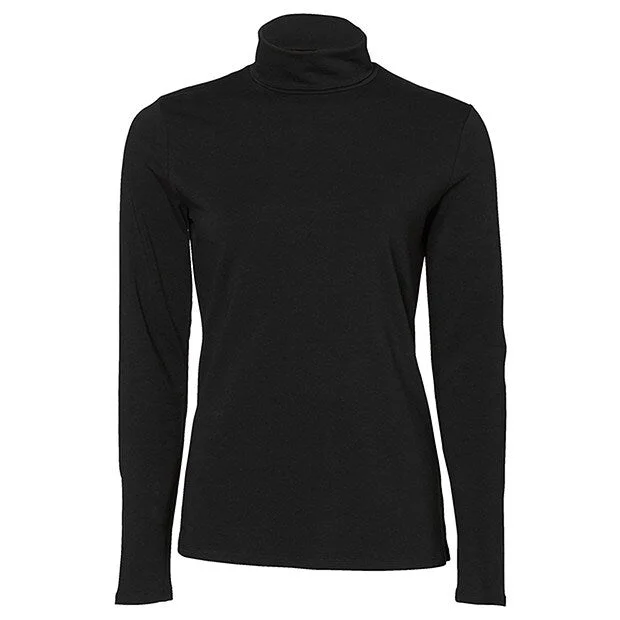 women's seamless fitted top -Roll Neck Skivvy - Black