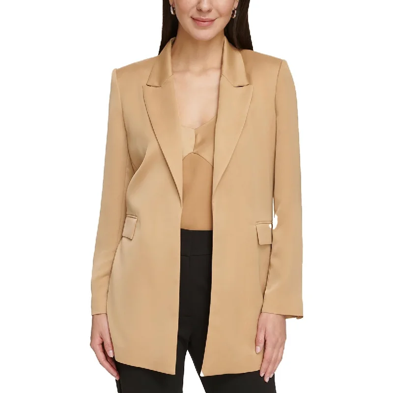 women's fur-trimmed parka -DKNY Womens Business Casual Work Open-Front Blazer