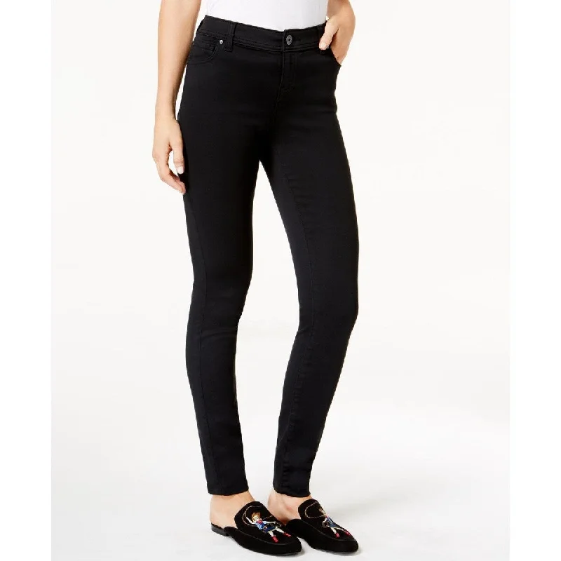 women's rolled hem cuff jeans -INC Women's Curvy Skinny Ankle Jeans With Tummy Control Black Size 10