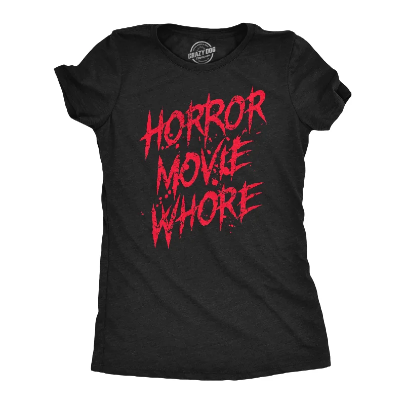 trendy button-down crop top for women -Horror Movie Whore Women's T Shirt