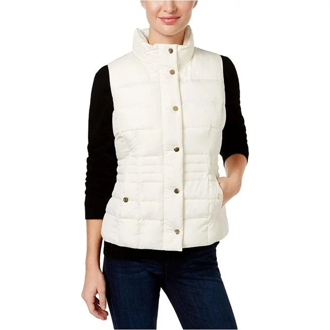 women's double-breasted coat -Charter Club Women's Quilted Stand-Collar Vest white Size Small