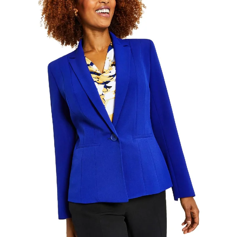 women's reversible coat -Kasper Womens Petites Office Formal One-Button Blazer