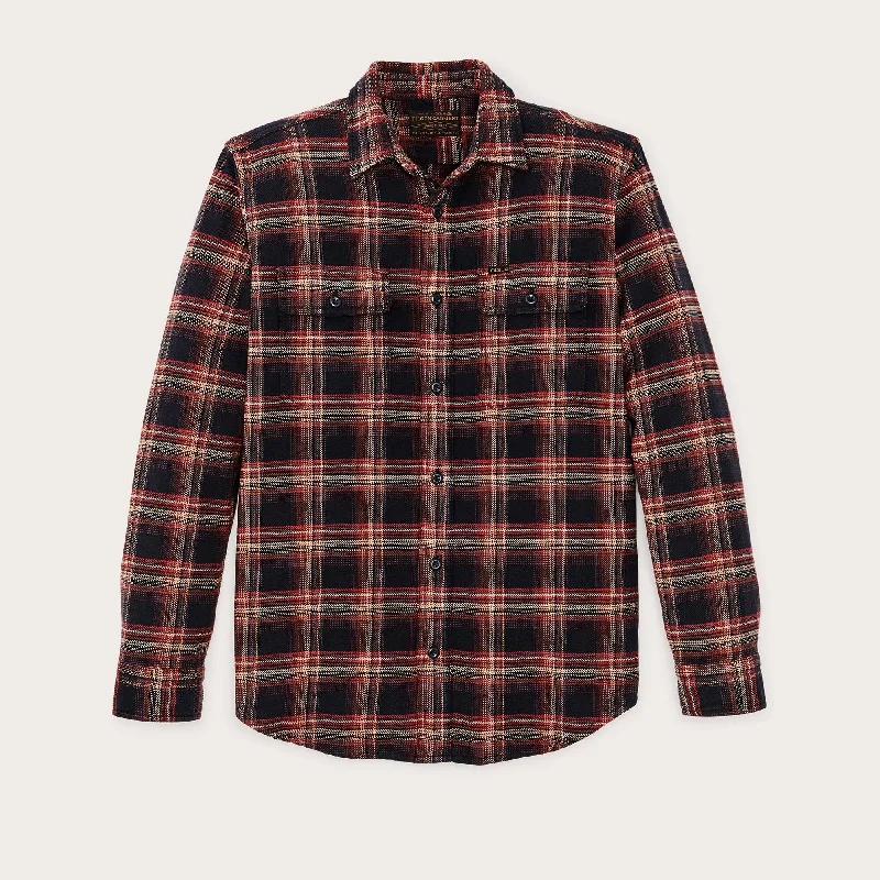 modern high-low hem top for ladies -VINTAGE FLANNEL WORK SHIRT