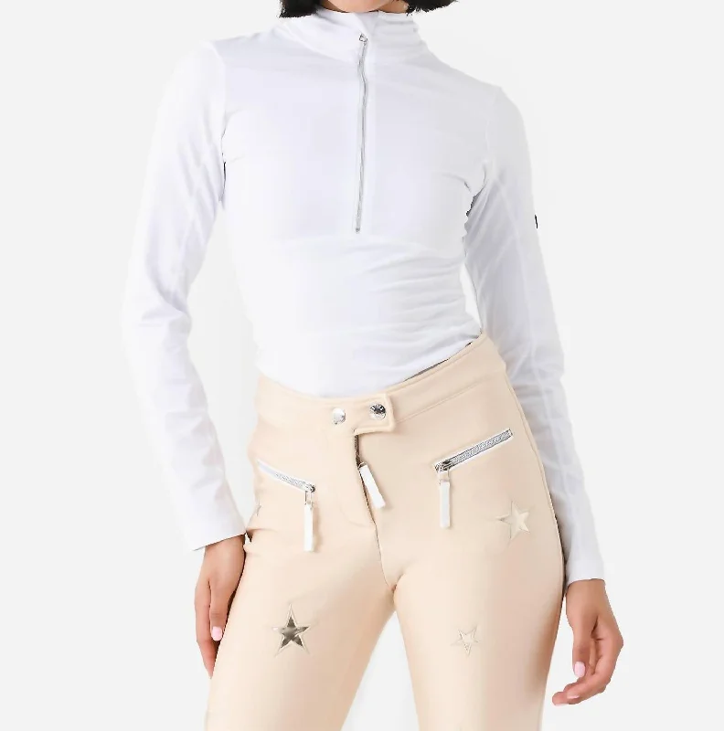 casual oversized shacket for women -Ginger Half-Zip Base Layer Top In White