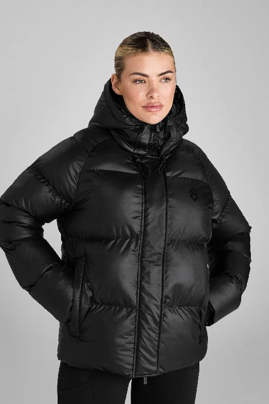 women's reversible coat -Black Heavy Quilted Puffer