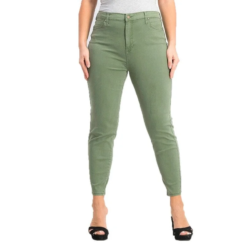 ladies' dark wash denim jeans -Celebrity Pink Juniors' High-Rise Ankle Skinny Jeans Green Size 5