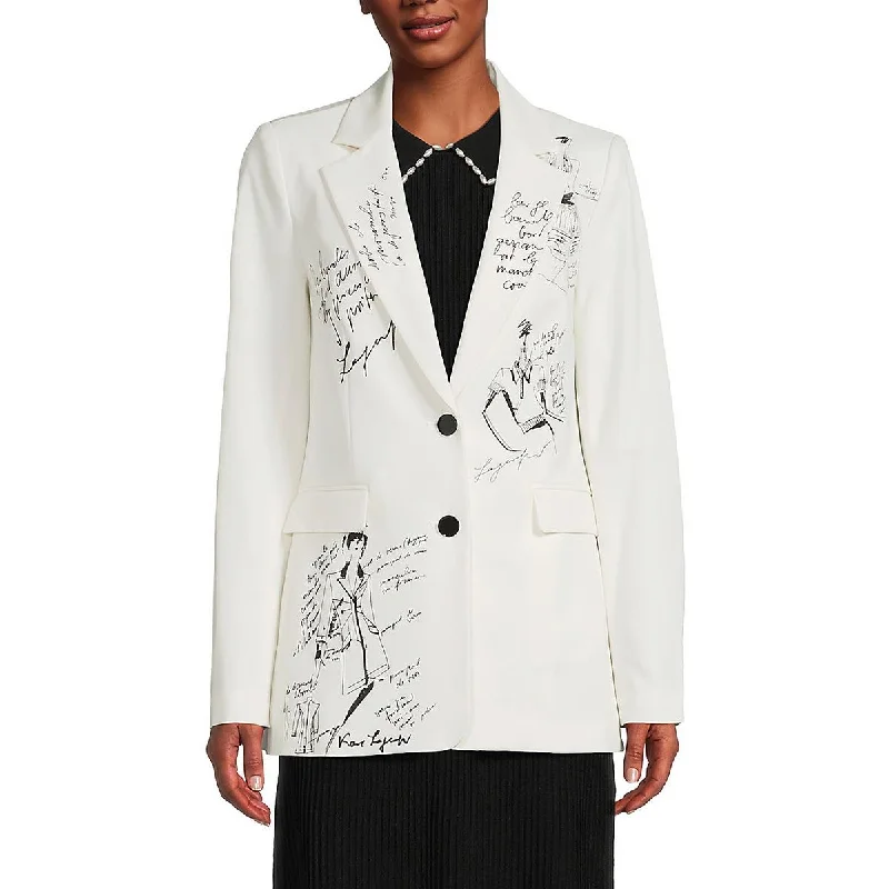 women's slim fit blazer -Karl Lagerfeld Womens Office Business Two-Button Blazer