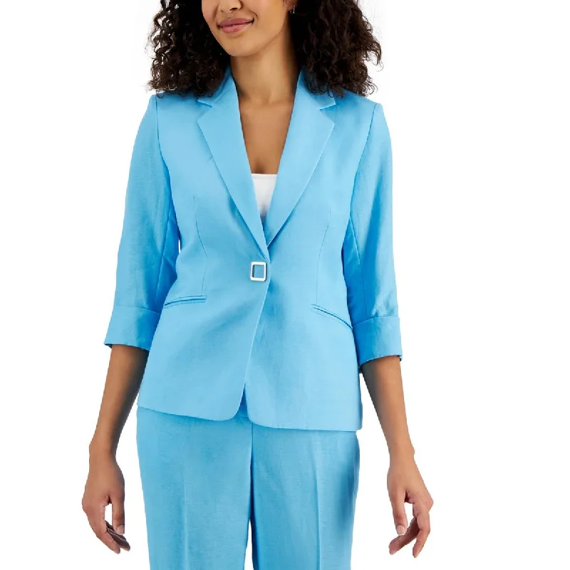 sustainable eco-friendly coat for women -Kasper Womens Collar Long Sleeve One-Button Blazer