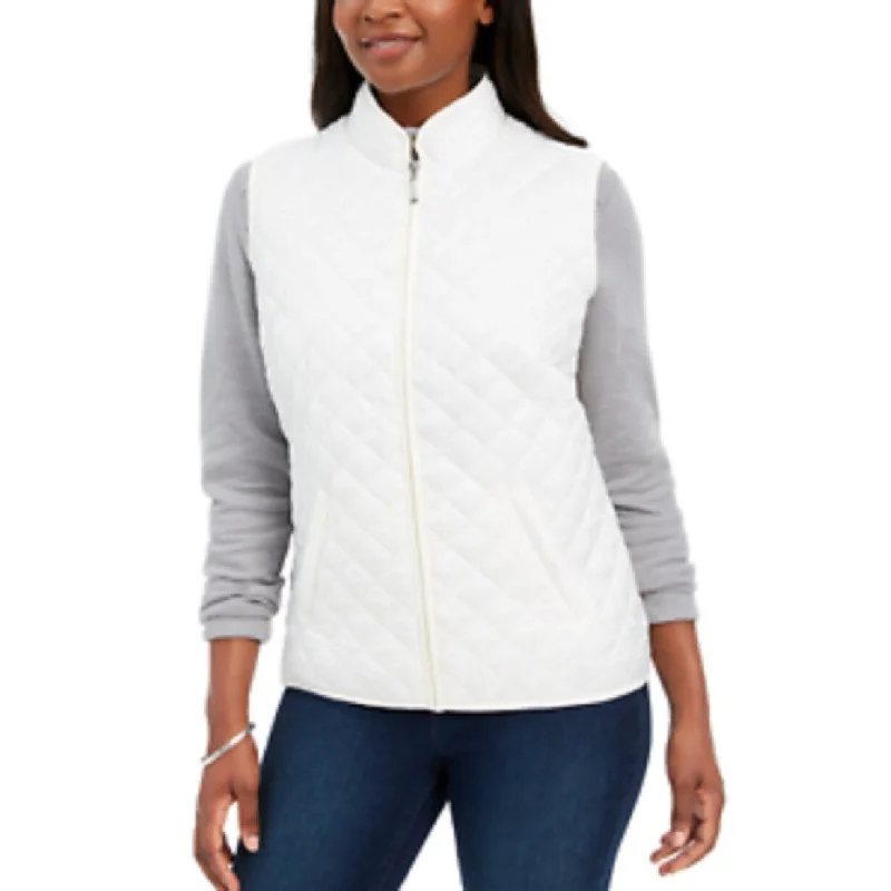 ladies' lightweight anorak coat -Karen Scott Women's Sport Quilted Puffer Vest White Size Small