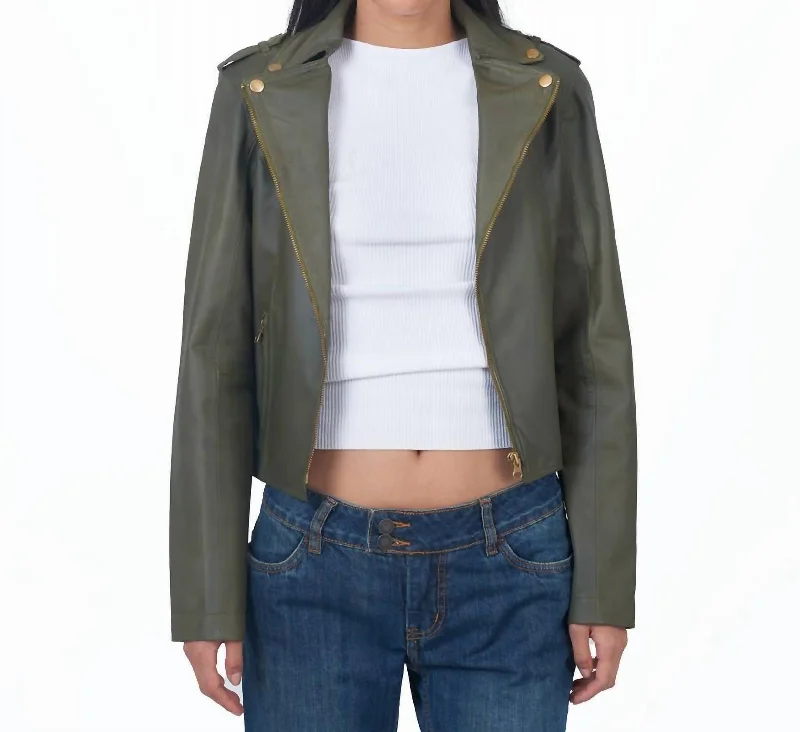 luxury designer winter coat for women -Millie Moto Jacket In Jalapeno