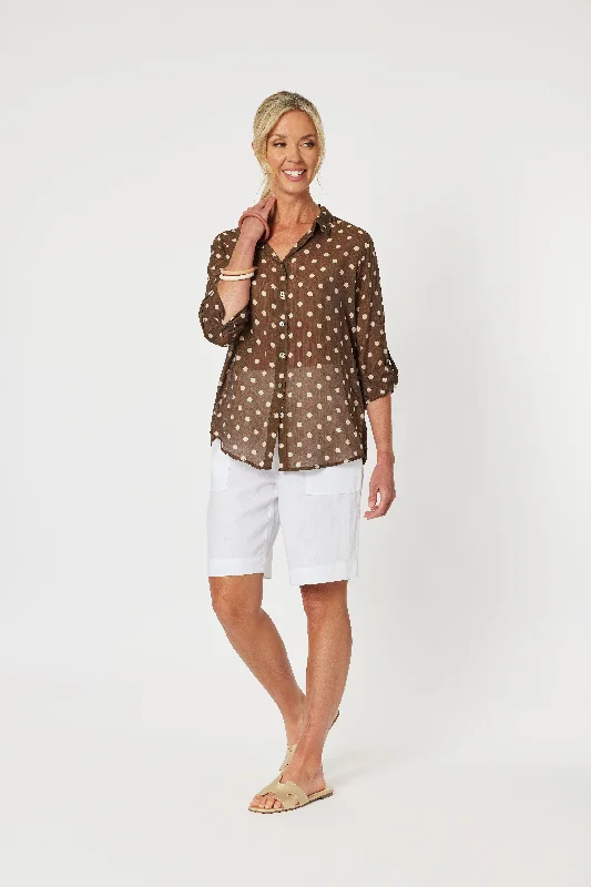 fashionable twisted hem top for women -French Vanilla Shirt - Koko