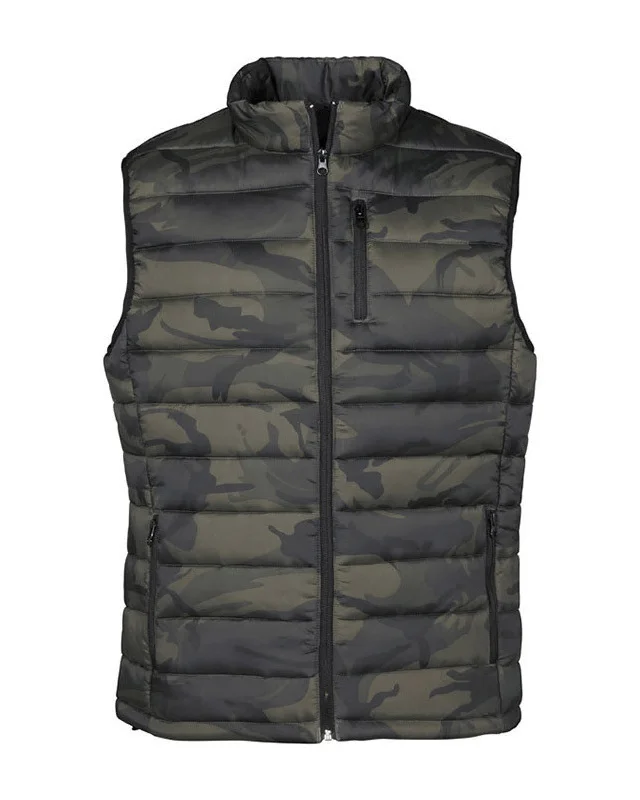 casual zip-up hoodie jacket for women -Percussion Camo Trek Vest