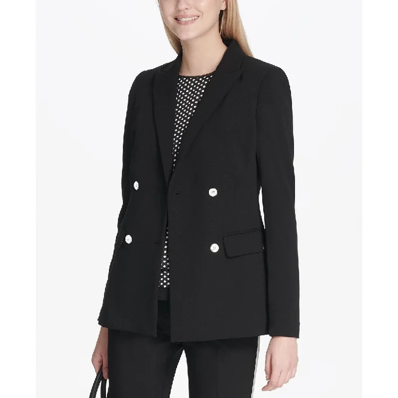 women's winter coat -Calvin Klein Women's Scuba Double Breasted Jacket Black Size 2