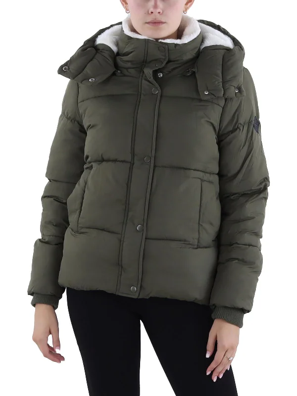 sleek minimalist coat for women -Womens Fleece Lined Quilted Puffer Jacket