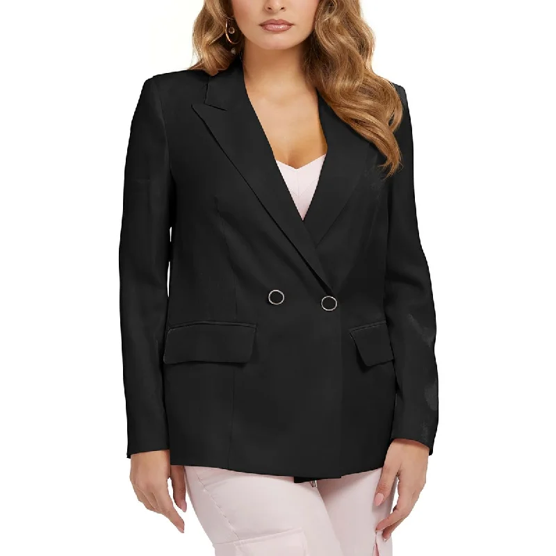 ladies' soft knit cardigan coat -Guess Womens Adriana Solid  One-Button Blazer