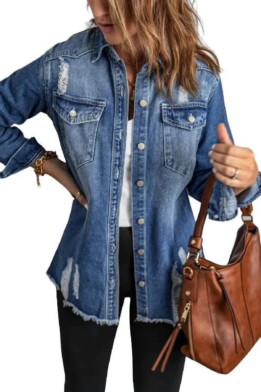 sleek satin bomber jacket for women -Denim Jacket In Chambray