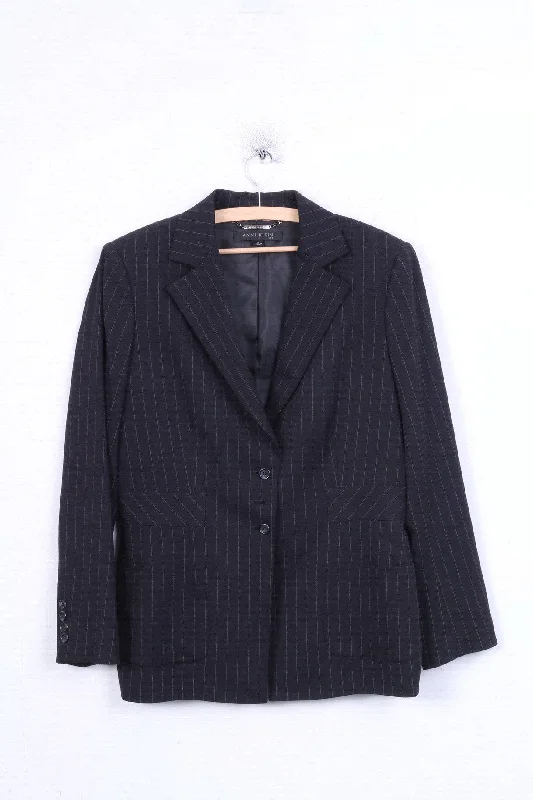 women's bohemian style kimono jacket -ANNE KLEIN Womens 14 XL Blazer Striped Black Single Breasted