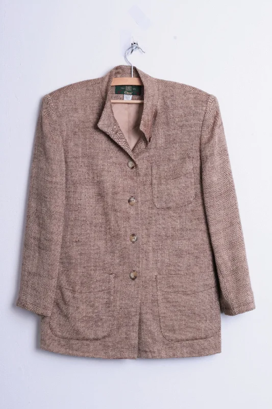 women's travel-friendly jacket -Orvis Womens 6 M Blazer Top Suit Brown Stand-Up Collar Single Breasted