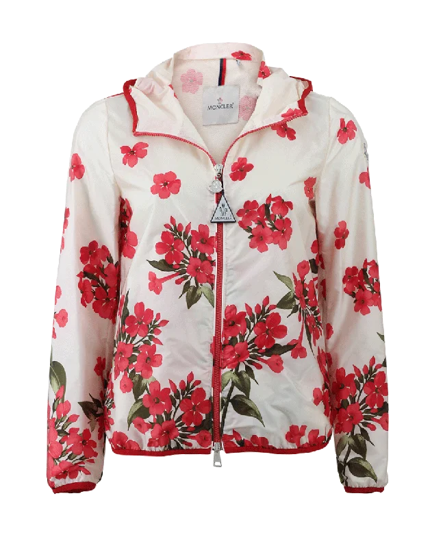 women's casual denim jacket -Vive Floral Zip Jacket