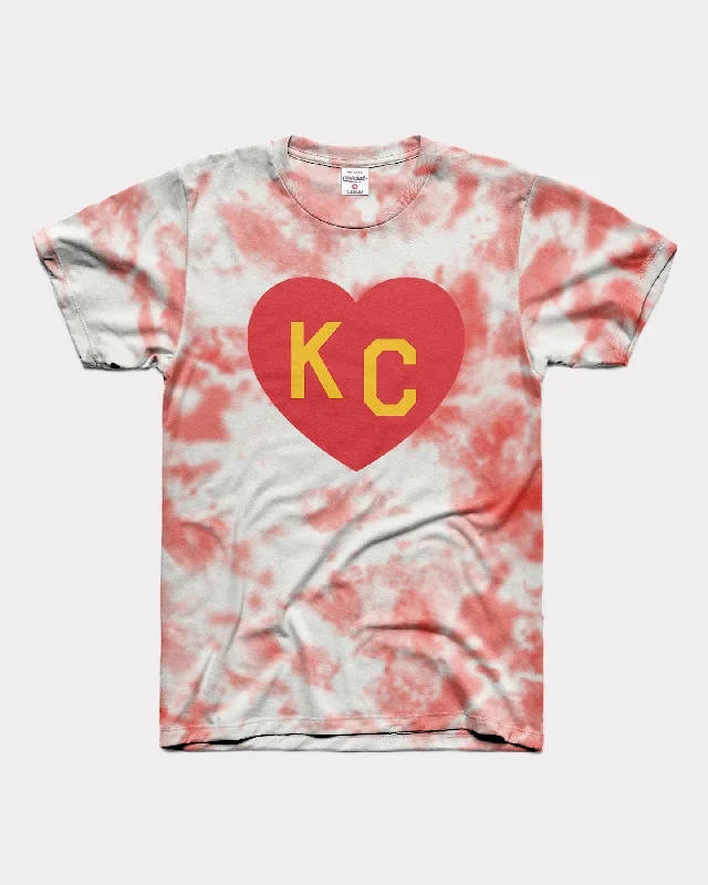 ladies' short sleeve wrap blouse -Red & Gold Kingdom KC Heart Red Tie-Dye T-Shirt