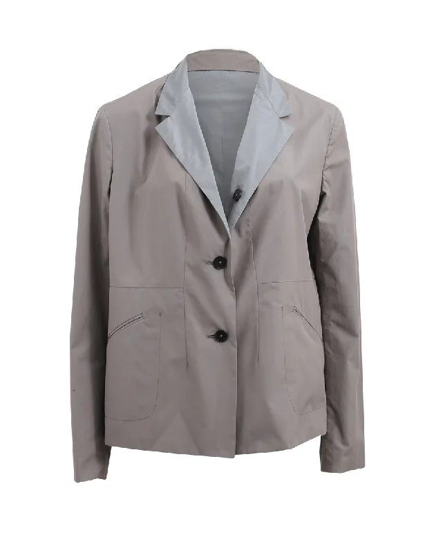 fitted wool blend coat for women -Reversible Taffeta Jacket