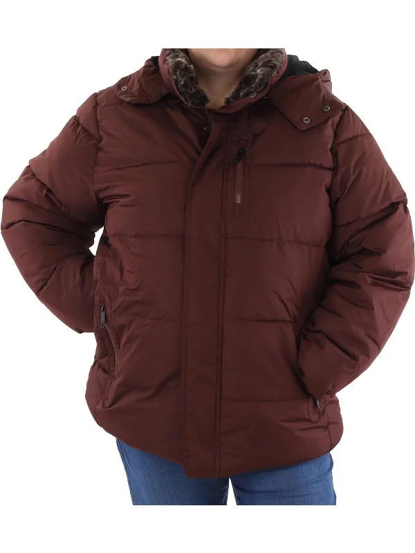 ladies' cashmere overcoat -Plus Womens Fleece Lined Quilted Puffer Jacket