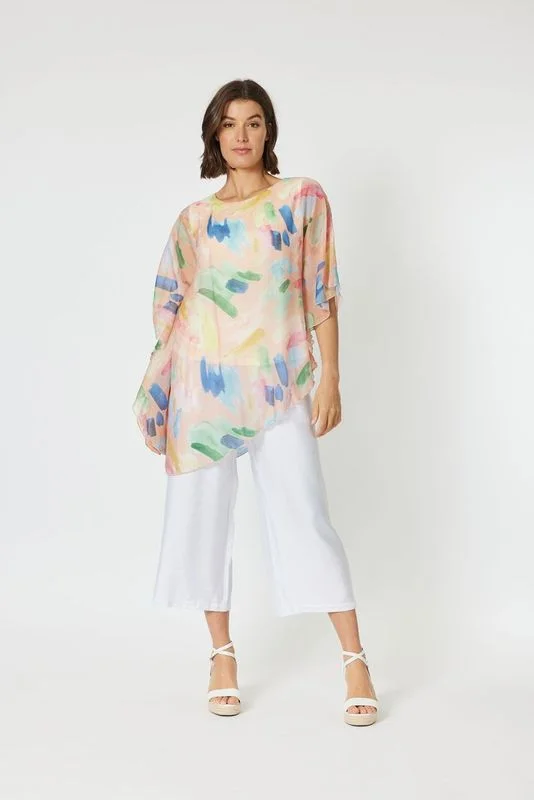 women's twist-front blouse -Genoa Layered Top - Melon