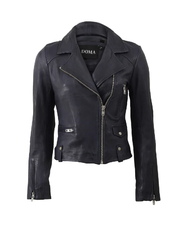 women's lightweight jacket -Textured Back Leather Jacket