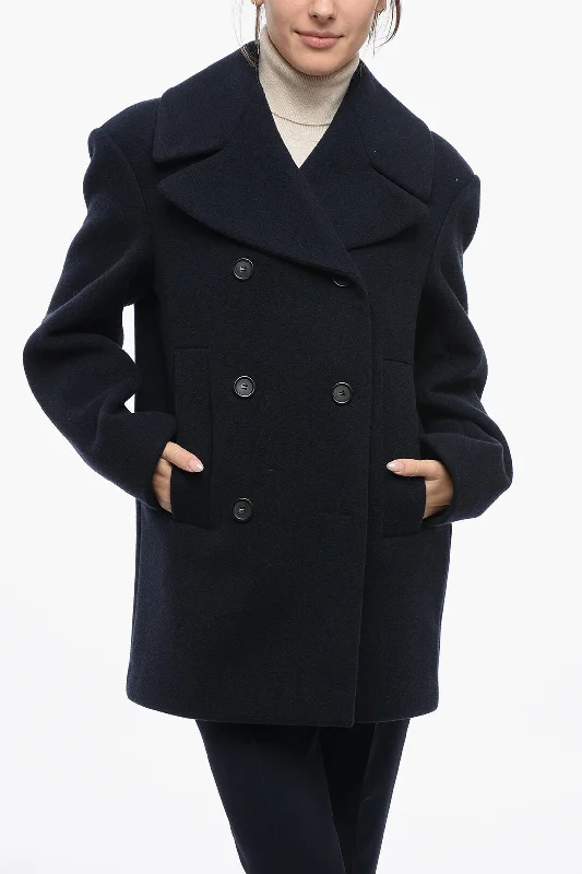 women's hooded winter jacket -Sportmax Cashmere-Blended Double-Breasted Coat