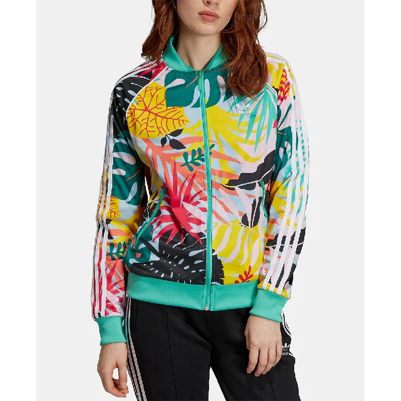 casual oversized shacket for women -Adidas Women's Originals Tropicalage Graphic Track Jacket Blue Size Large