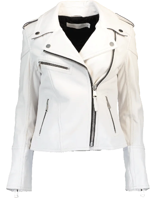 ladies' long hooded winter coat -Biker Jacket