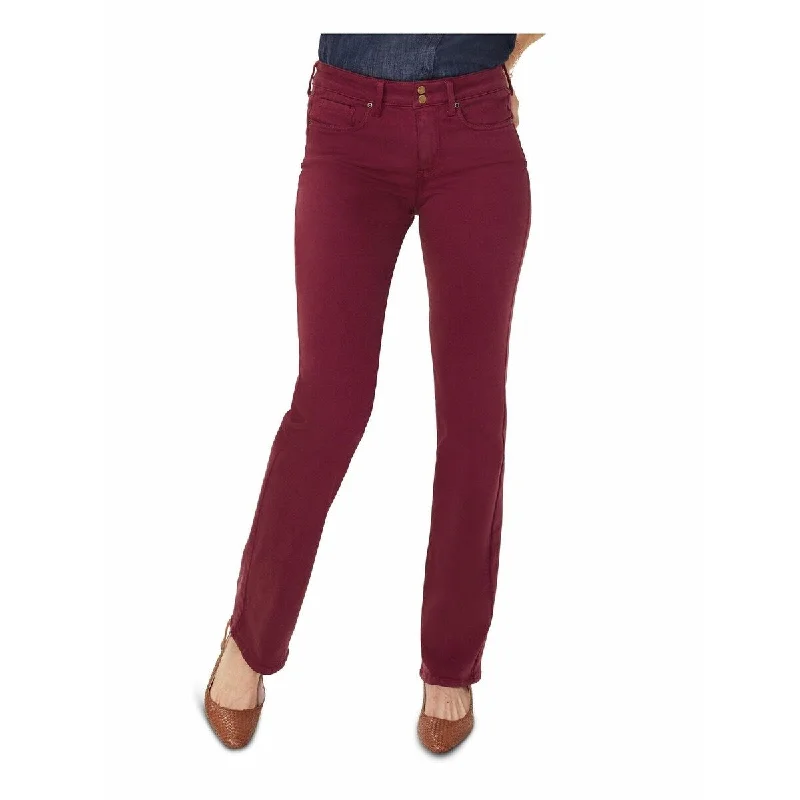 women's light wash bootcut jeans -NYDJ Women's Marilyn Double-Snap Tummy Control Straight-Leg Jeans Red Size 6