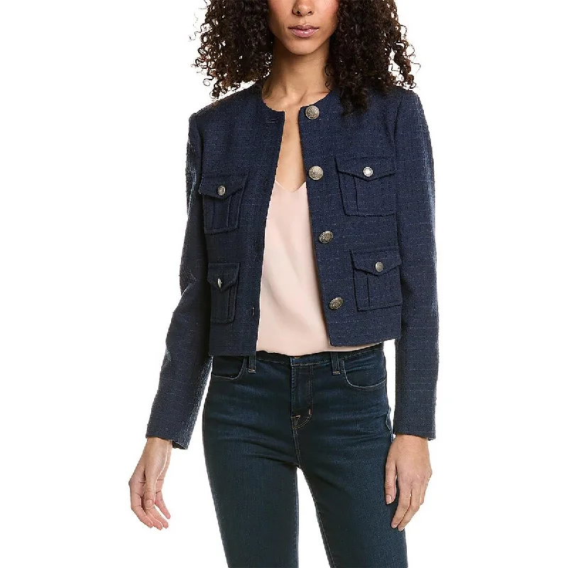 ladies' puffer jacket -Ted Baker Womens Pocket Cropped Collarless Blazer