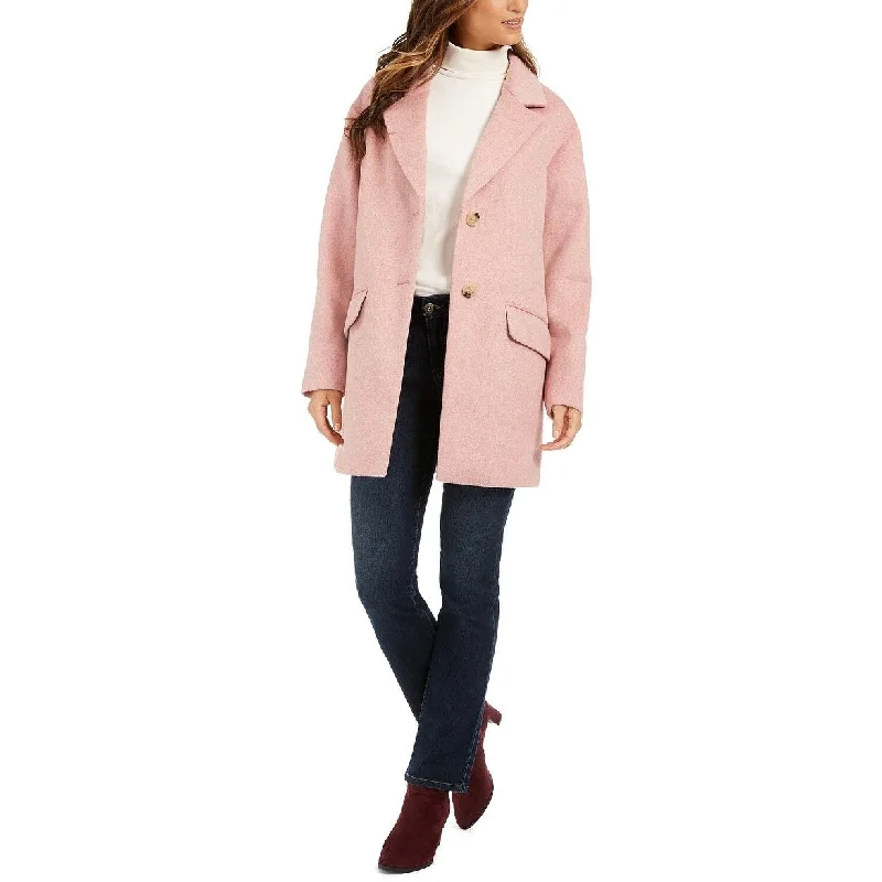 women's winter coat -Charter Club Women's Notched Collar Coat Pink Size Small