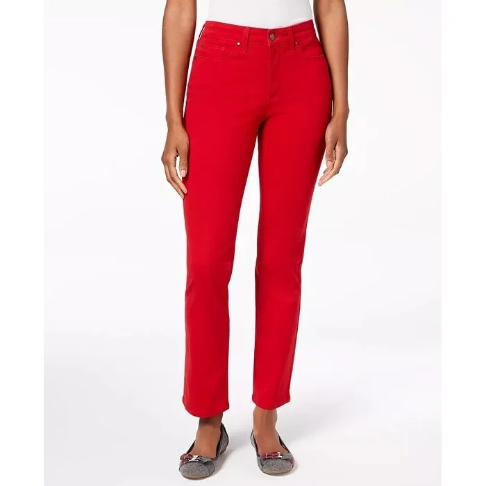 ladies' vintage washed jeans -Charter Club Women's Lexington Straight Leg Jeans Red Size 18