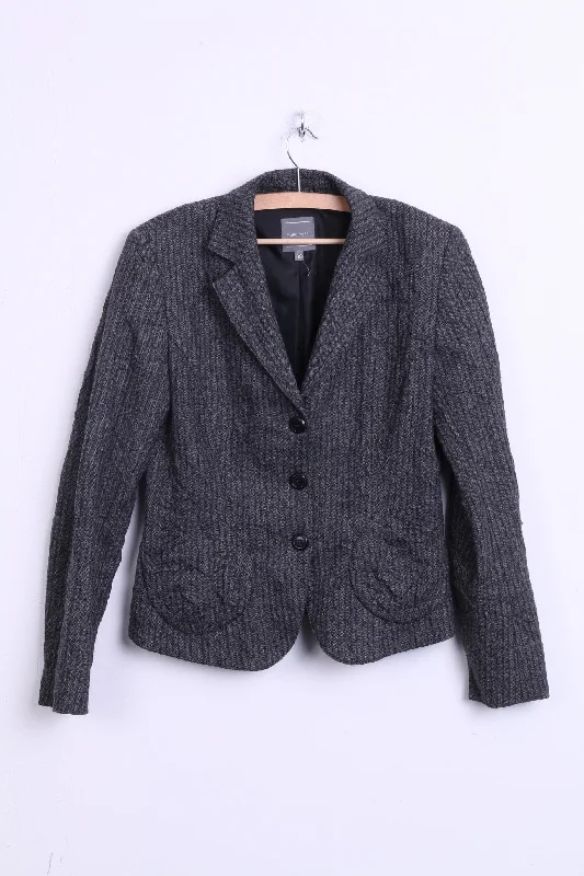 casual linen jacket for women -MARC AUREL Womens 38 M Jacket Blazer Striped Grey Wool