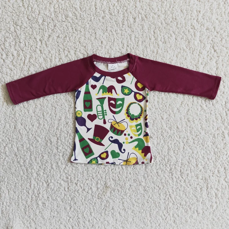 women's fitted long sleeve top -Cartoon Purple Top