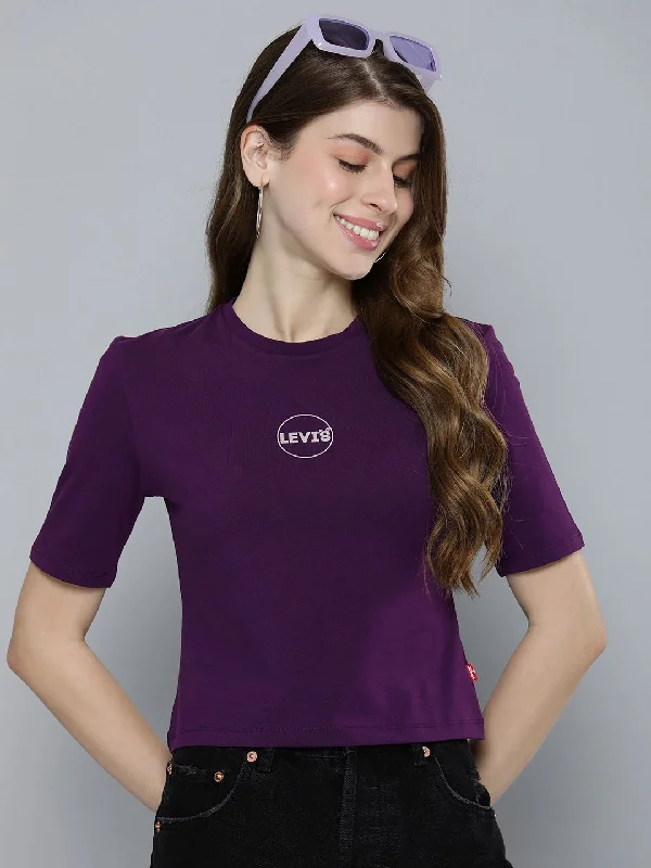 elegant embroidered top for women -Women's Brand Logo Slim Fit T-shirt