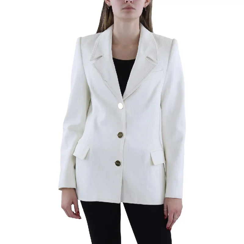 cropped faux leather jacket for women -Sergio Hudson Womens Solid Workwear Suit Jacket