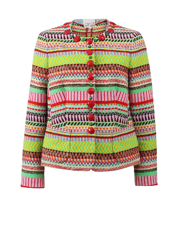 casual coats for women -Stripe Embroidered Jacket