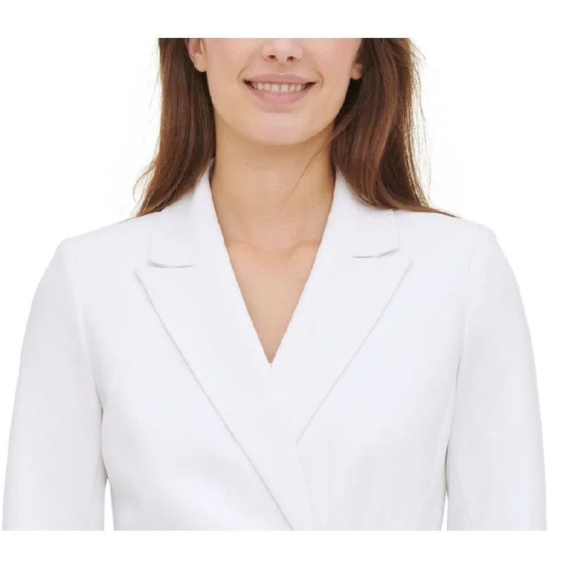 women's sherpa-lined jacket -Calvin Klein Women's Belted Wrap Jacket White Size Small