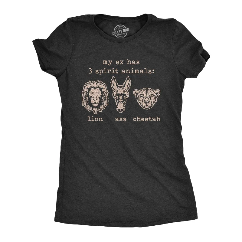 cozy ribbed sweater top for ladies -My Wife Has 3 Spirit Animals Lion Ass Cheetah Women's T Shirt